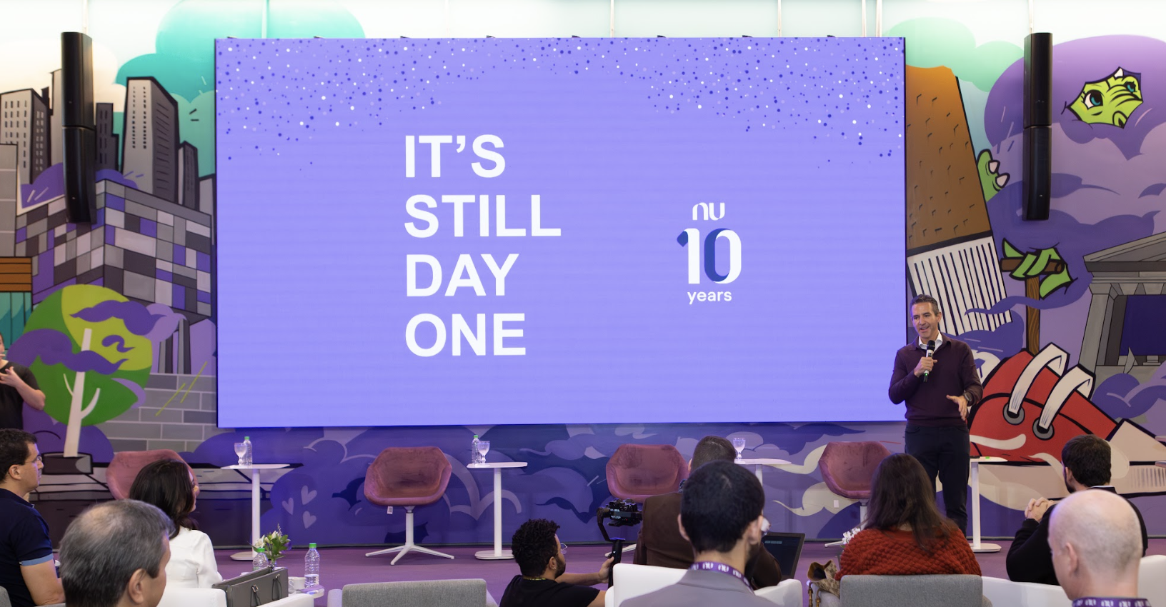 David Velez presenting at Nubank office